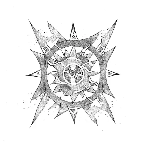 7 ninja stars and 2 ninja swords tattoo design idea