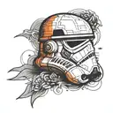 storm trooper helmet dot work half sleeve tattoo tattoo design idea