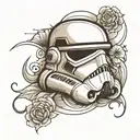 storm trooper helmet dot work half sleeve tattoo tattoo design idea