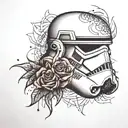 storm trooper helmet dot work half sleeve tattoo tattoo design idea