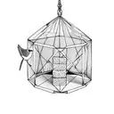 paper bird in cage tattoo design idea