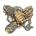 praying hand rosary tattoo design idea