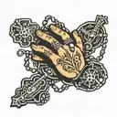 praying hand rosary tattoo design idea