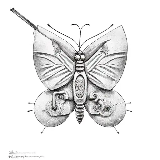 Butterfly out of a pipe tattoo design idea