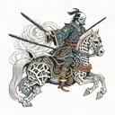 samurai skeleton riding tattoo design idea