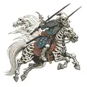 samurai skeleton riding tattoo design idea