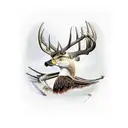 Deer antlers, bald eagle and a mallard duck tattoo design idea