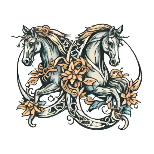 horse shoe and twinkle tattoo design idea