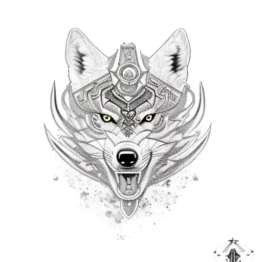 an animal that symbolizes strength and self-confidence, defender of its pack and that is accompanied by something that s tattoo design idea
