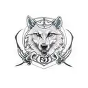 an animal that symbolizes strength and self-confidence, defender of its pack and that is accompanied by something that s tattoo design idea