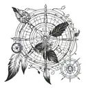 dream catcher compass anchor arrow feather tattoo design idea