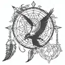 dream catcher compass anchor arrow feather tattoo design idea