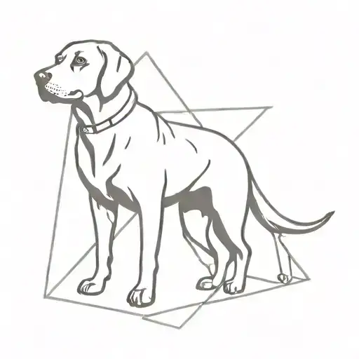 Labrador retriever inside triangle tattoo design idea