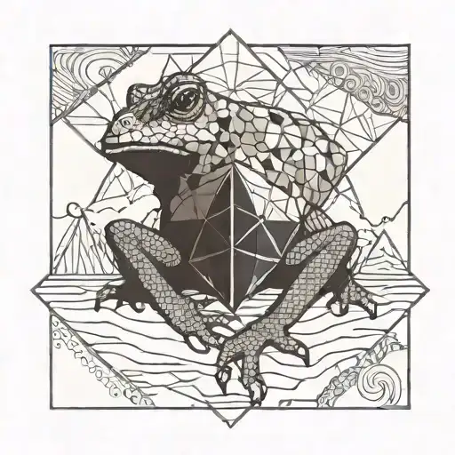 masculine horney toad  in desert scene tattoo design idea