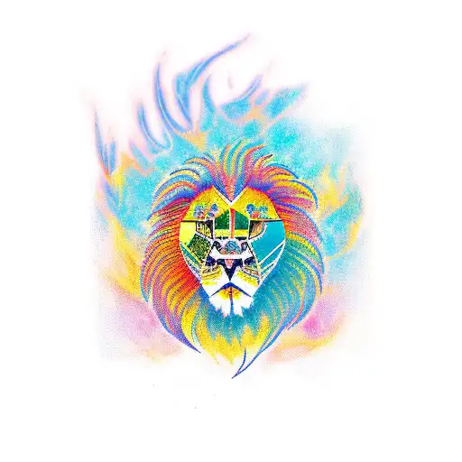 phoenix lion  tattoo design idea