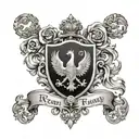 Combine the Ryan family crest with traditional Christian symbols in a black-grey tattoo tattoo design idea