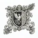Combine the Ryan family crest with traditional Christian symbols in a black-grey tattoo tattoo design idea