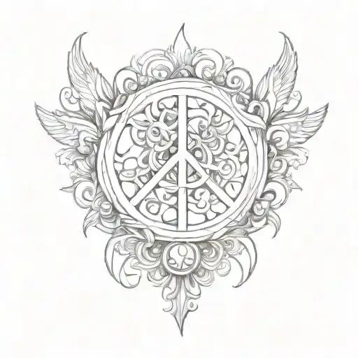 peace love and prosperity tattoo design idea