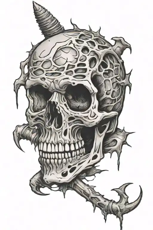 Rotting corpse impaled tattoo design idea