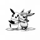Stitch and Pikachu hugging each other tattoo design idea