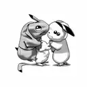Stitch and Pikachu hugging each other tattoo design idea
