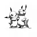 Stitch and Pikachu hugging each other tattoo design idea