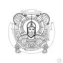 A minimalist  tattoo within a circle that shows the Armour of God from Ephesians  tattoo design idea