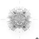 A minimalist  tattoo within a circle that shows the Armour of God from Ephesians  tattoo design idea