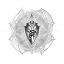 A minimalist  tattoo within a circle that shows the Armour of God from Ephesians  tattoo design idea