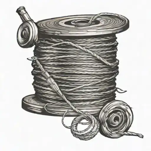 A Spool Of Thread That Spells Out "Taylormade" With A Needle On The End tattoo design idea