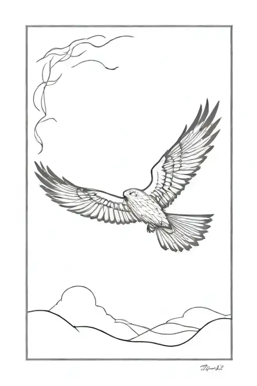 red kite flying away tattoo design idea
