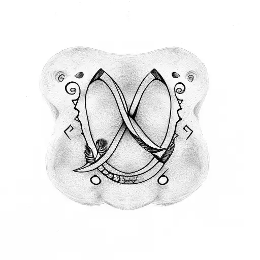 Infinity symbol with feather, paw prints and "family" word tattoo design idea