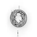 Infinity symbol with feather, paw prints and "family" word tattoo design idea