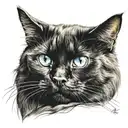 head of a black cat, with different colored eyes tattoo design idea