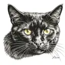 head of a black cat, with different colored eyes tattoo design idea