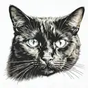 head of a black cat, with different colored eyes tattoo design idea