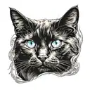 head of a black cat, with different colored eyes tattoo design idea