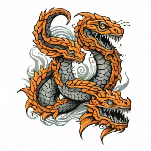 Twin Head Sea Serpent tattoo design idea