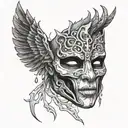 Create a half-mask tattoo inspired by the killers in DBD, with intricate detailing and shading tattoo design idea