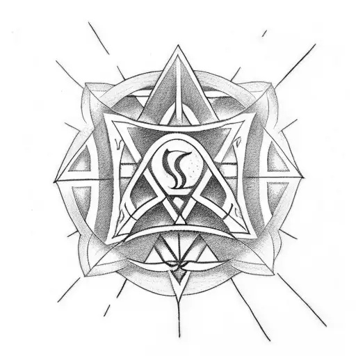 tattoo with a maximum of 3 runes in a triangle, the runes should be specific to a math teacher tattoo design idea