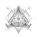 tattoo with a maximum of 3 runes in a triangle, the runes should be specific to a math teacher tattoo design idea
