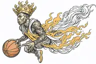 man man the hood prodigy flaming basketball with a crown tattoo design idea