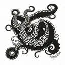 Octopus tentacles with latin words within tattoo design idea