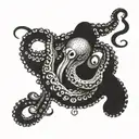 Octopus tentacles with latin words within tattoo design idea