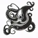 Octopus tentacles with latin words within tattoo design idea