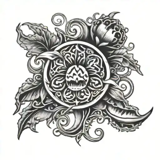 Design a tattoo that pays tribute to Red Hot Chili Peppers, Incubus, and Mac Miller in a style that blends blackwork and dotwork techniques tattoo design idea