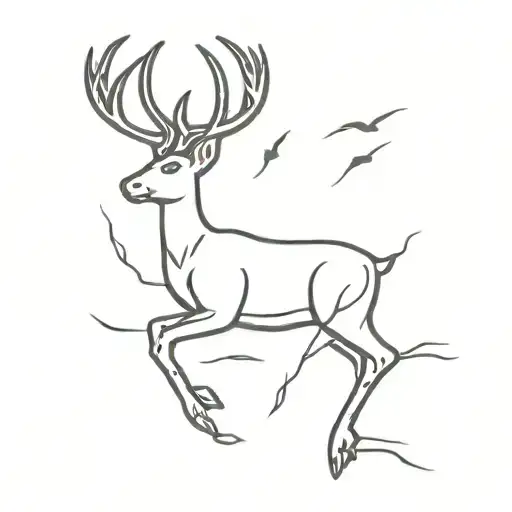 deer antlers with turkey tracks and ducks flying away tattoo design idea