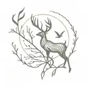 deer antlers with turkey tracks and ducks flying away tattoo design idea