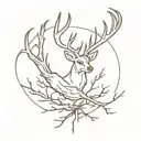 deer antlers with turkey tracks and ducks flying away tattoo design idea