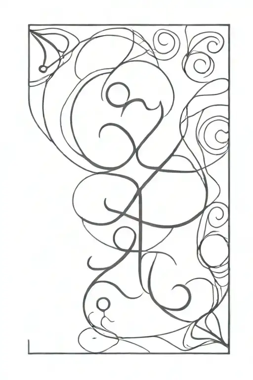 linear unalome tatto with om symbol intertwined but discrete/ dainty  tattoo design idea